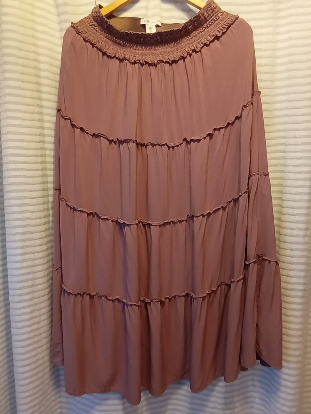 Boho Tiered Maxi Skirt - Dusty Mauve